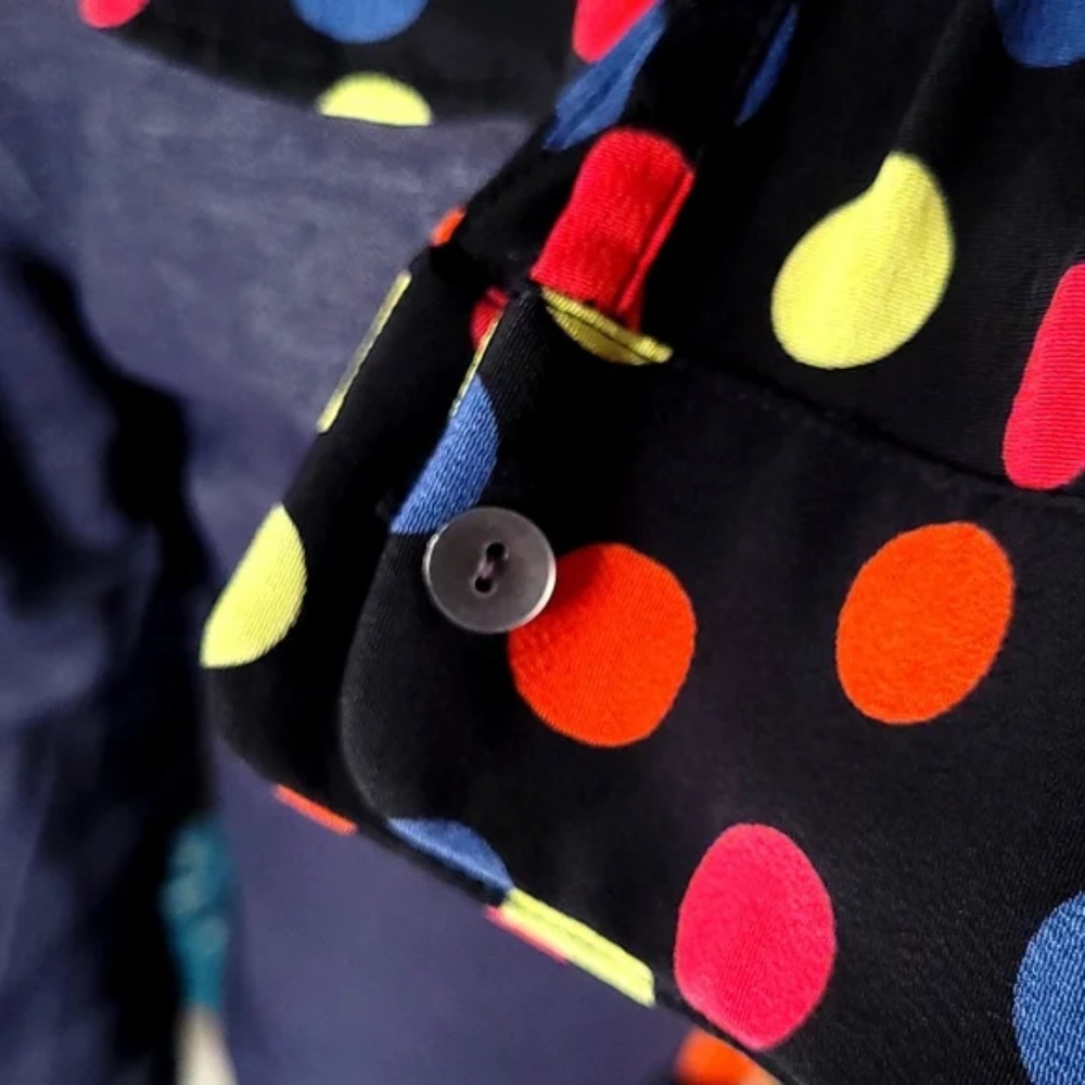 Semi Sheer Circle Pattern Button Down Top - image 4